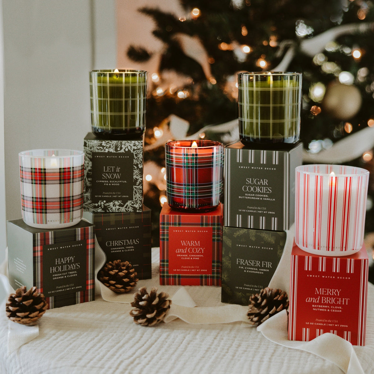 Merry and Bright Soy Candle - Boxed Tinted Glass Jar - 12 oz