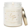 Love You Soy Candle Patterned - Clear Jar - 9 oz (Driftwood and Mahogany)
