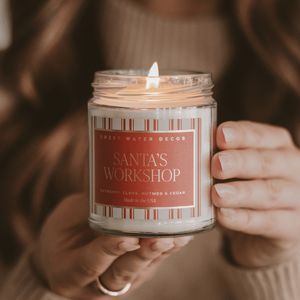 Santa's Workshop Soy Candle - 9 oz Clear Jar (Merry and Bright)