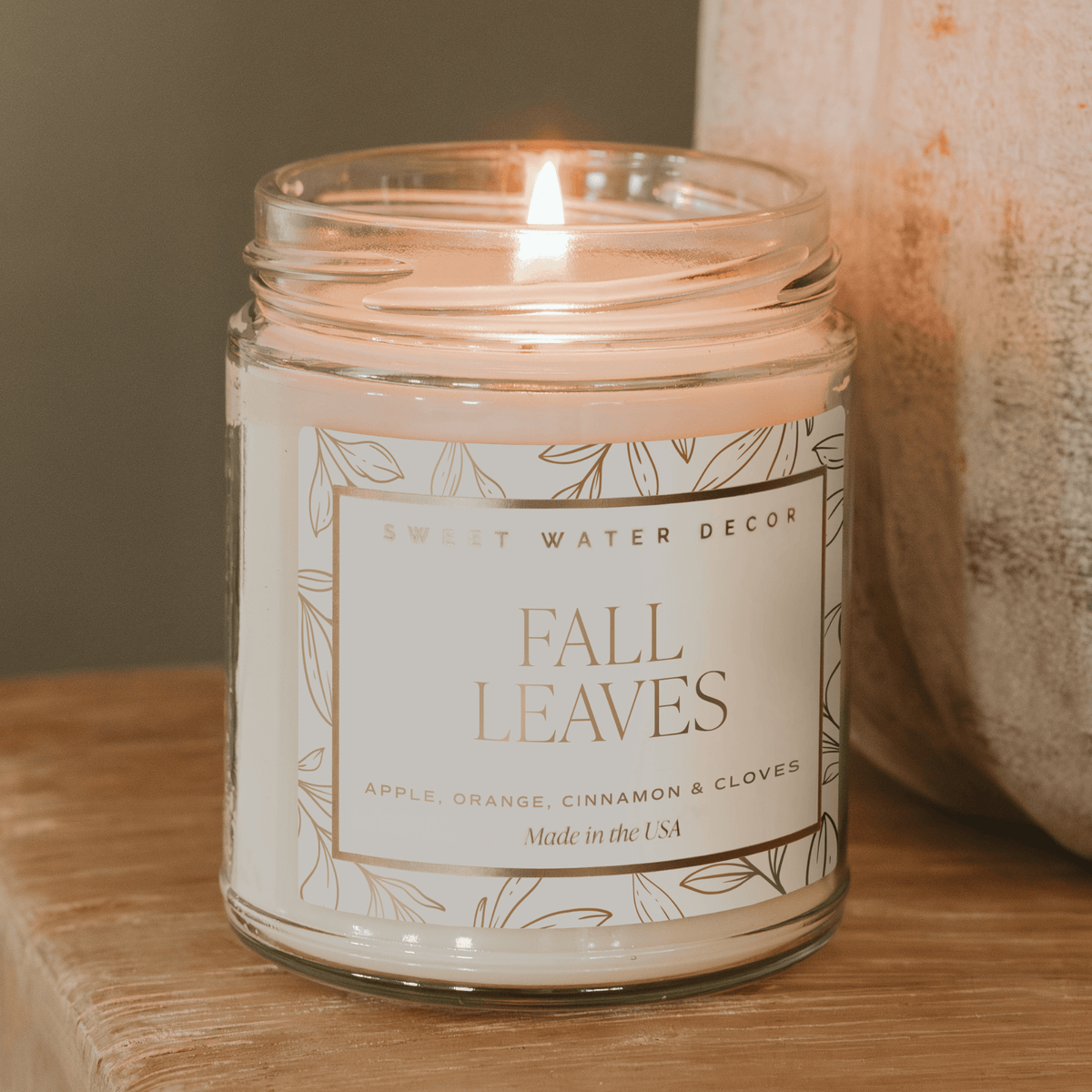 Fall Leaves Soy Candle - Patterned 9 oz - Clear Jar