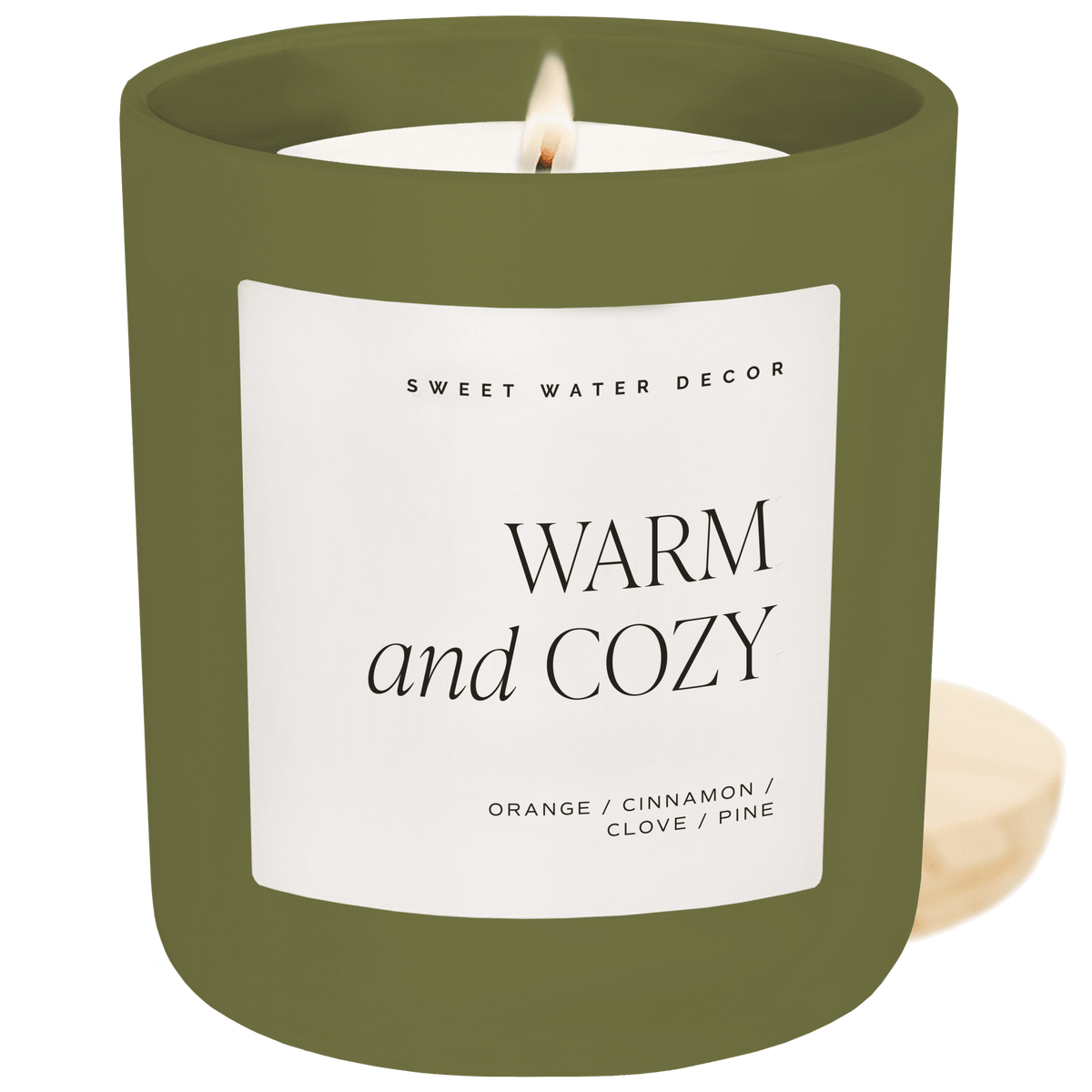 Warm and Cozy Soy Candle - Olive Matte Jar - 15 oz