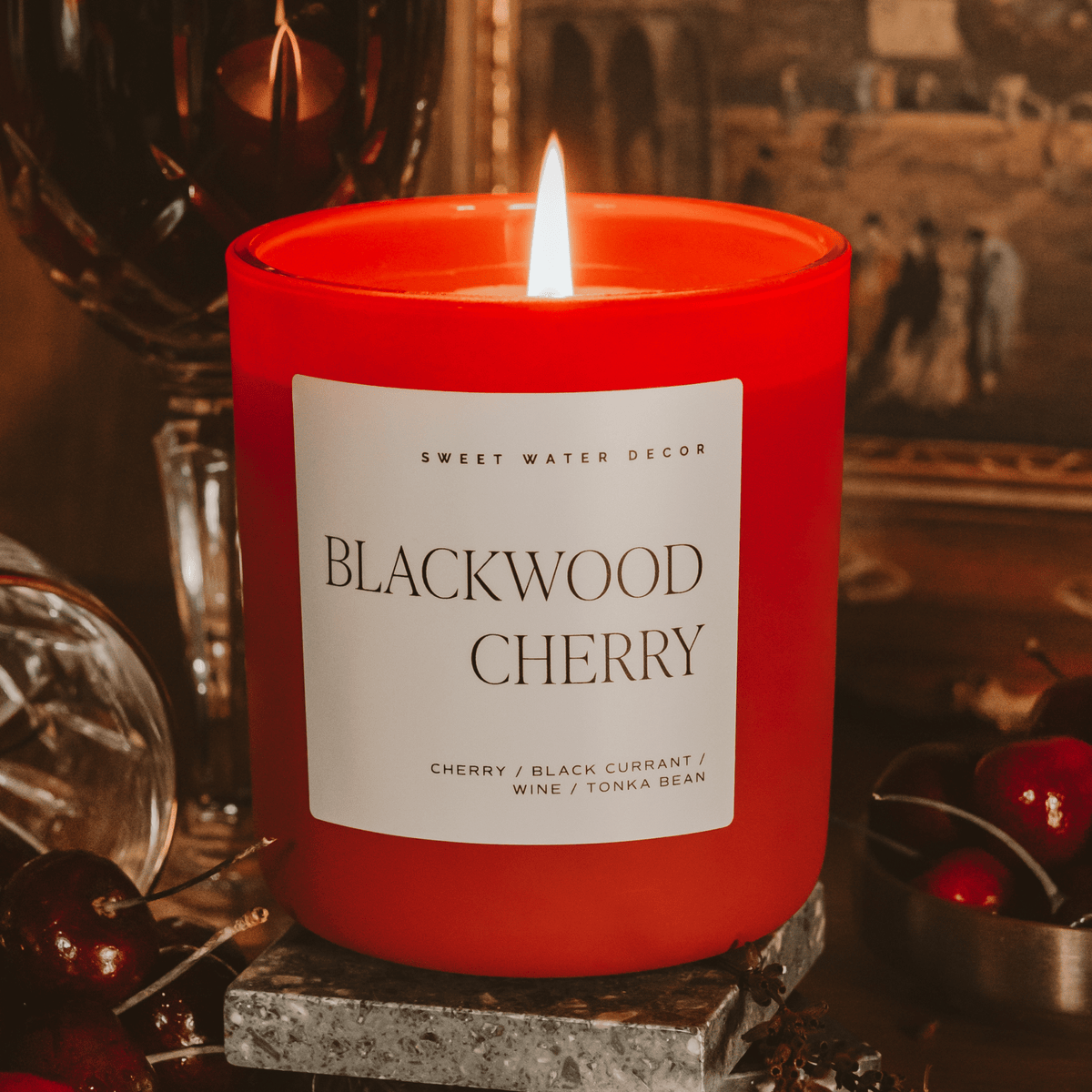 Blackwood Cherry Soy Candle - Red Matte Jar - 15 oz