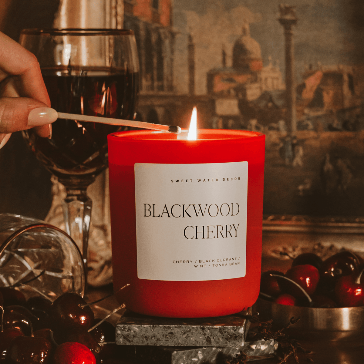 Blackwood Cherry Soy Candle - Red Matte Jar - 15 oz