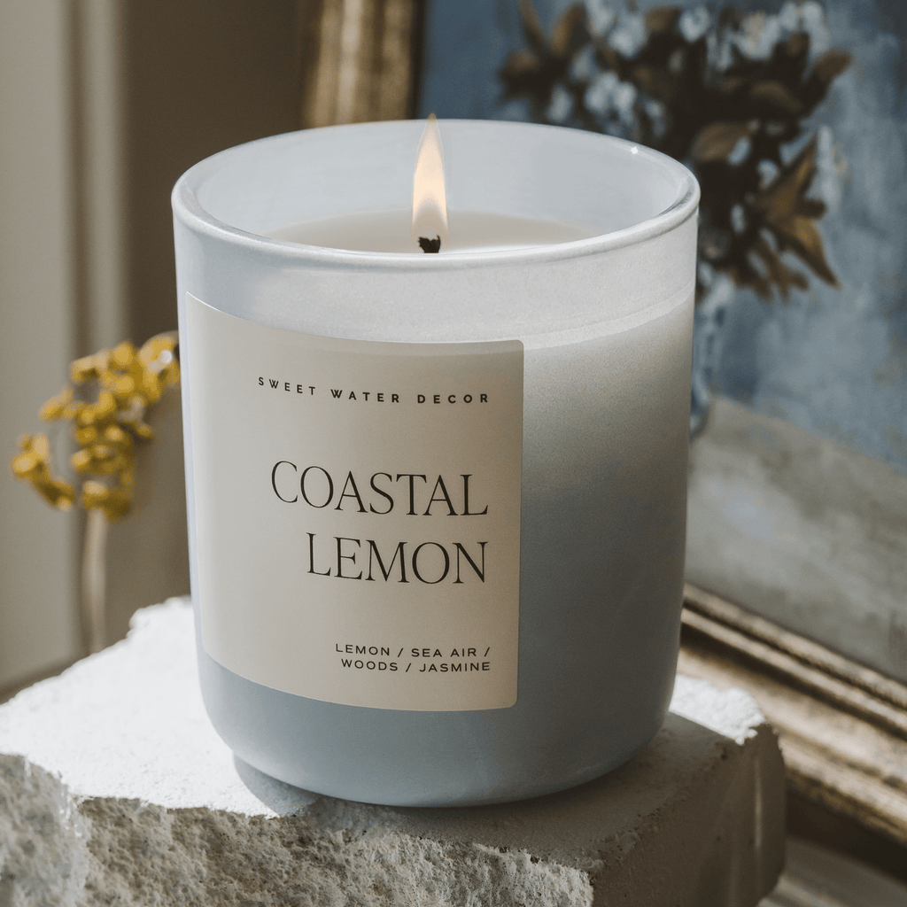 Coastal Lemon Soy Candle - Blue Matte Jar - 15 oz