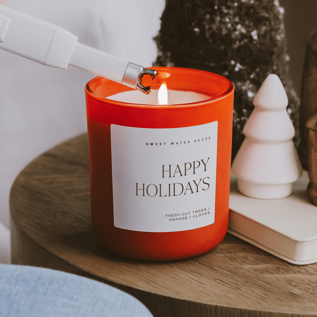 Happy Holidays Soy Candle - Red Matte Jar - 15 oz (Christmas)