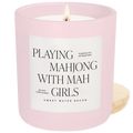 Playing Mahjong with Mah Girls Soy Candle - Pink Matte Jar - 15 oz (Salt and Sea)