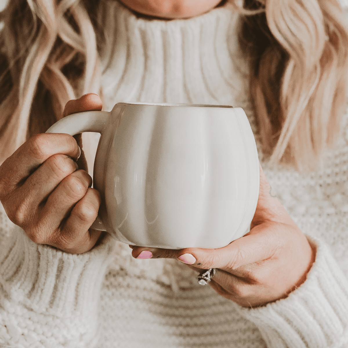 Cream Pumpkin 19 oz Figural Coffee Mug