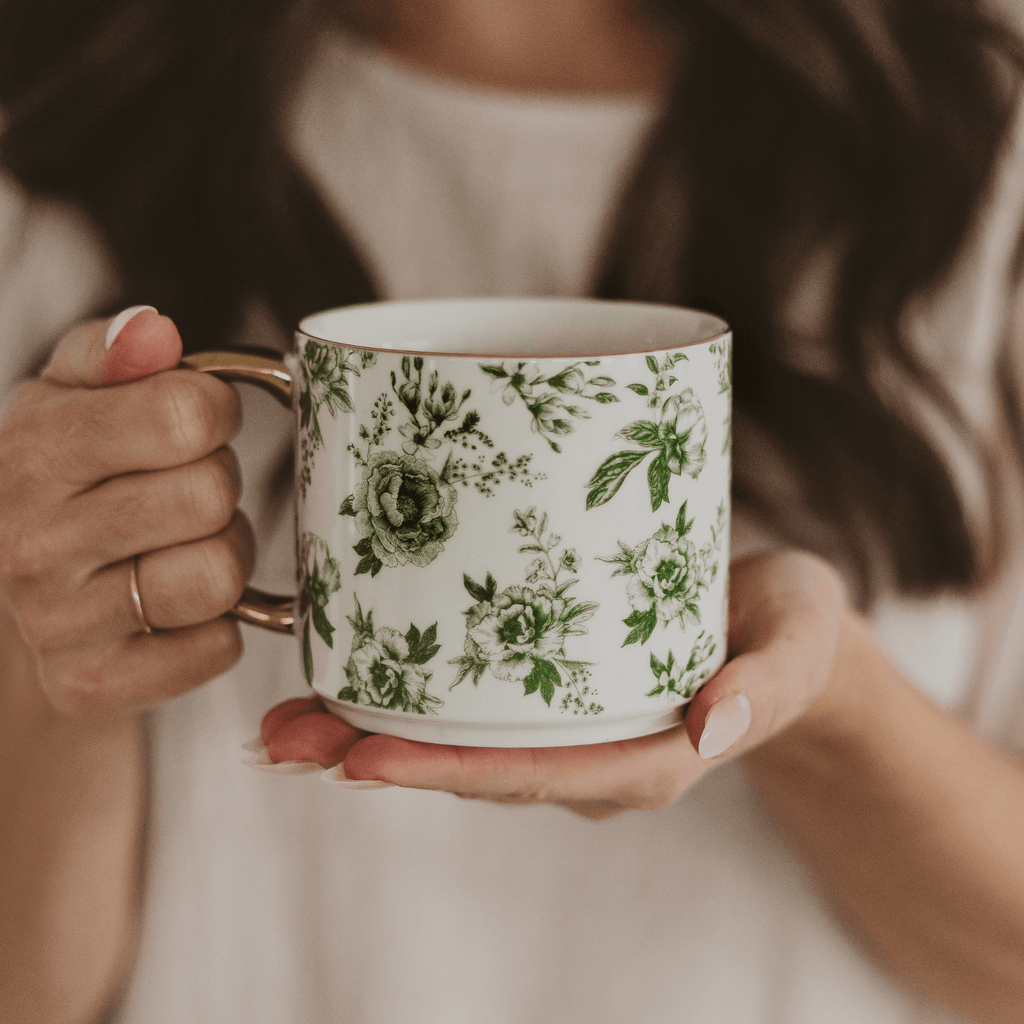 Green Delft 14 oz Coffee Mug