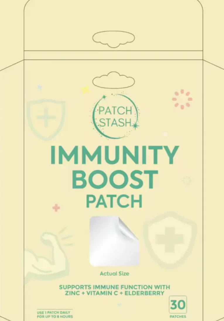Patch Stash IMMUNITY BOOST – Zinc + Vitamin C + Elderberry, 30 Count, 3” x 3”, Transdermal Supplement