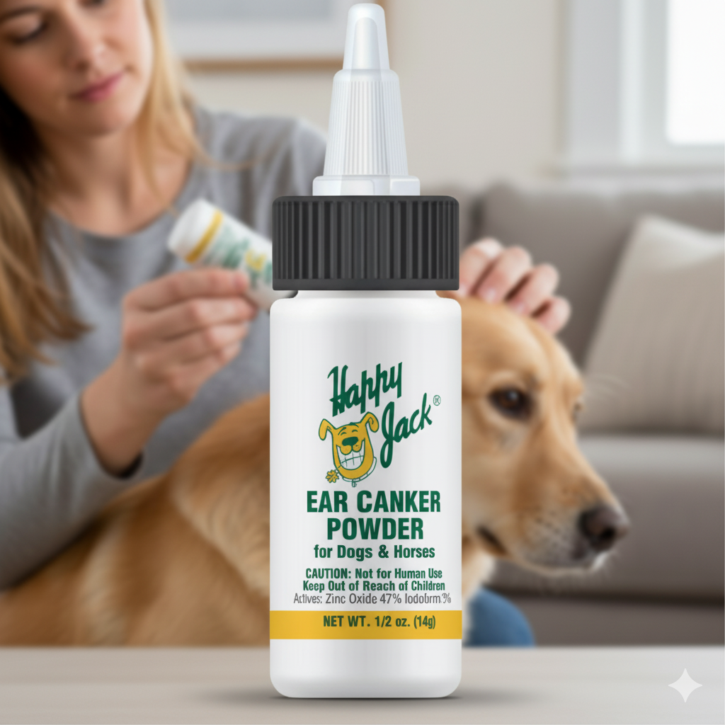 Happy Jack Ear Canker Powder .5oz Dogs Horses Healing Aid Fast Recovery