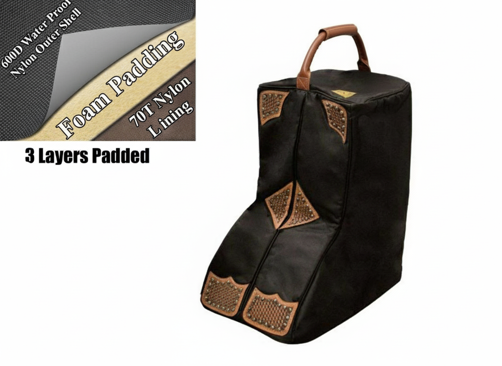 Tahoe Durango Premium Padded Waterproof Nylon Western Boot Carry Bag with 1 Year Warranty