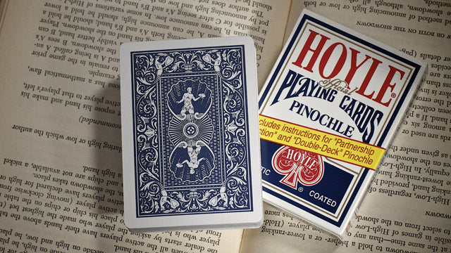 Hoyle Pinochle Playing Cards – Shell Back (Red & Blue, Jumbo Index)