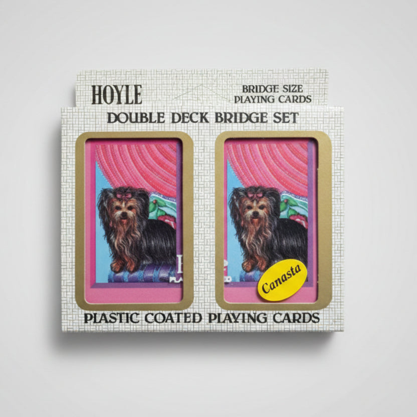Vintage Hoyle Bridge Size Canasta Dog Playing Cards – Sealed Double Deck with Case & Sleeve