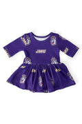 JMU Purple Duke Dog 3/4 Sleeve Twirl Bodysuit