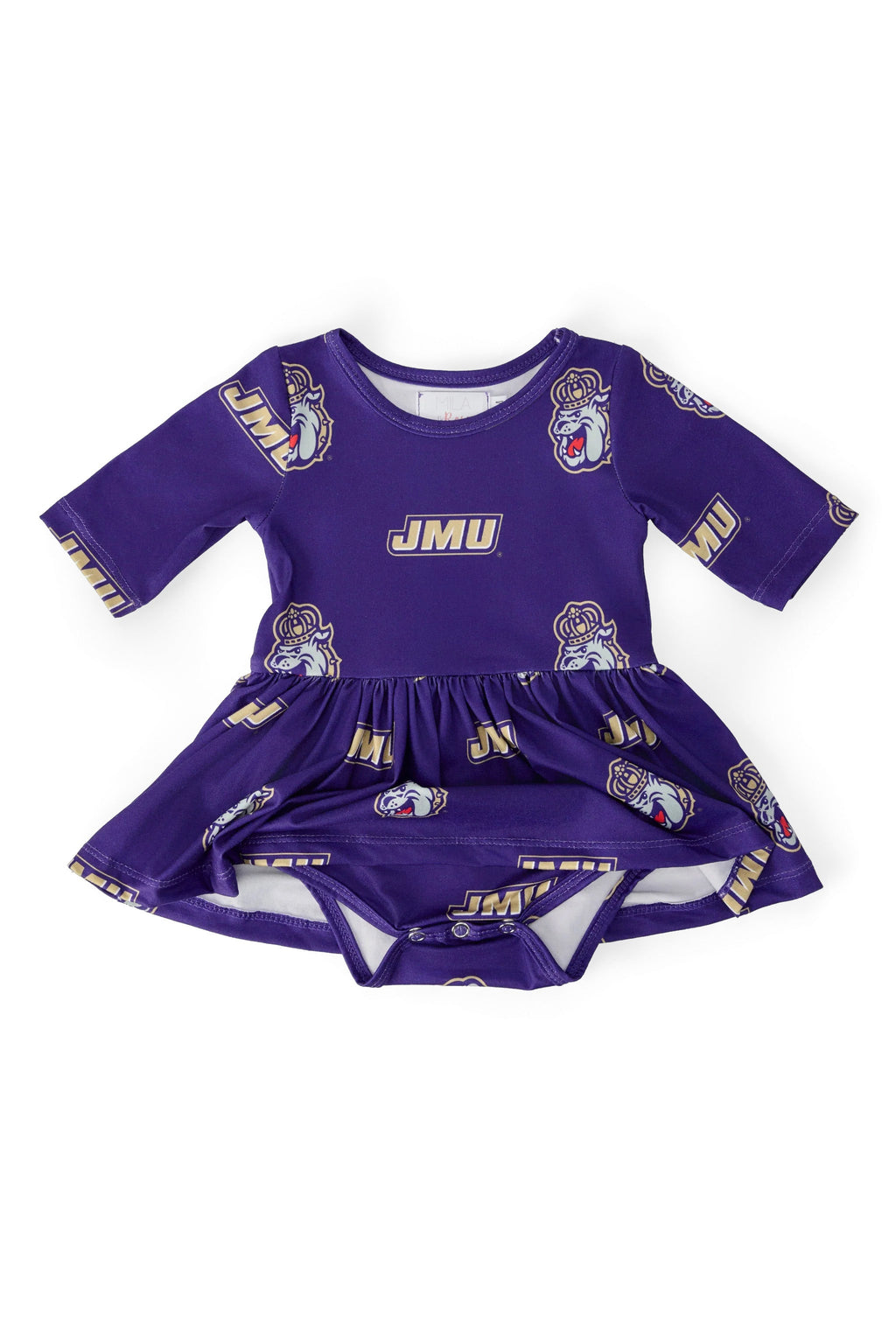 JMU Purple Duke Dog 3/4 Sleeve Twirl Bodysuit