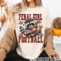 Feral Girl Football Raccoon Tee - Printed On Comfort Colors