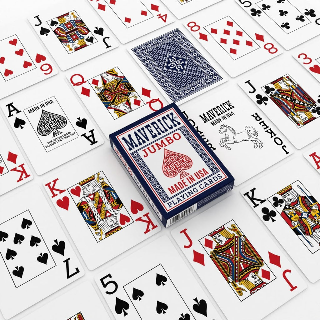 Maverick Playing Cards – Jumbo Index – Made in USA – Red or Blue Deck