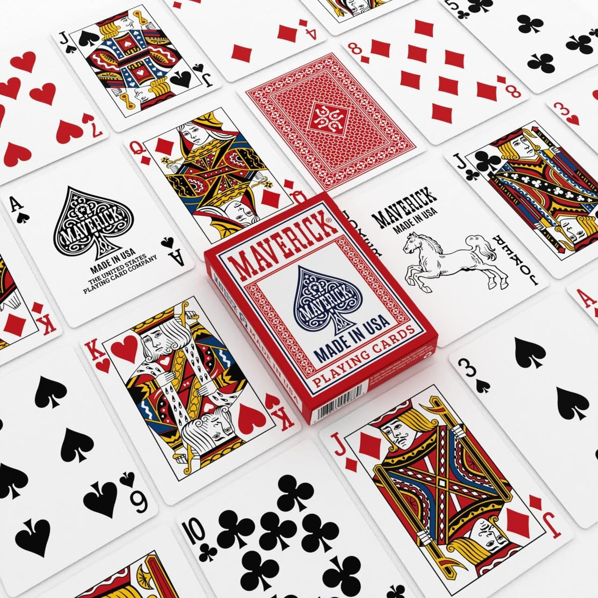 Maverick Playing Cards – Standard Index – Made in USA – Red or Blue Deck