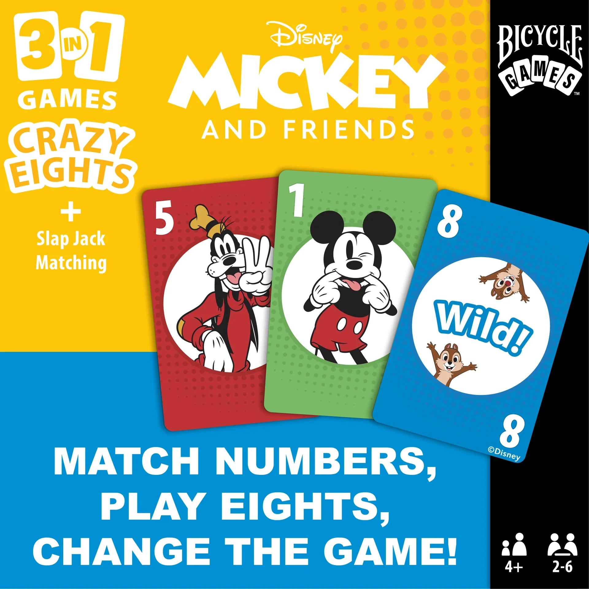 Bicycle Disney Mickey and Friends 3 in 1 (Matching/Crazy Eights/Slap Jack)