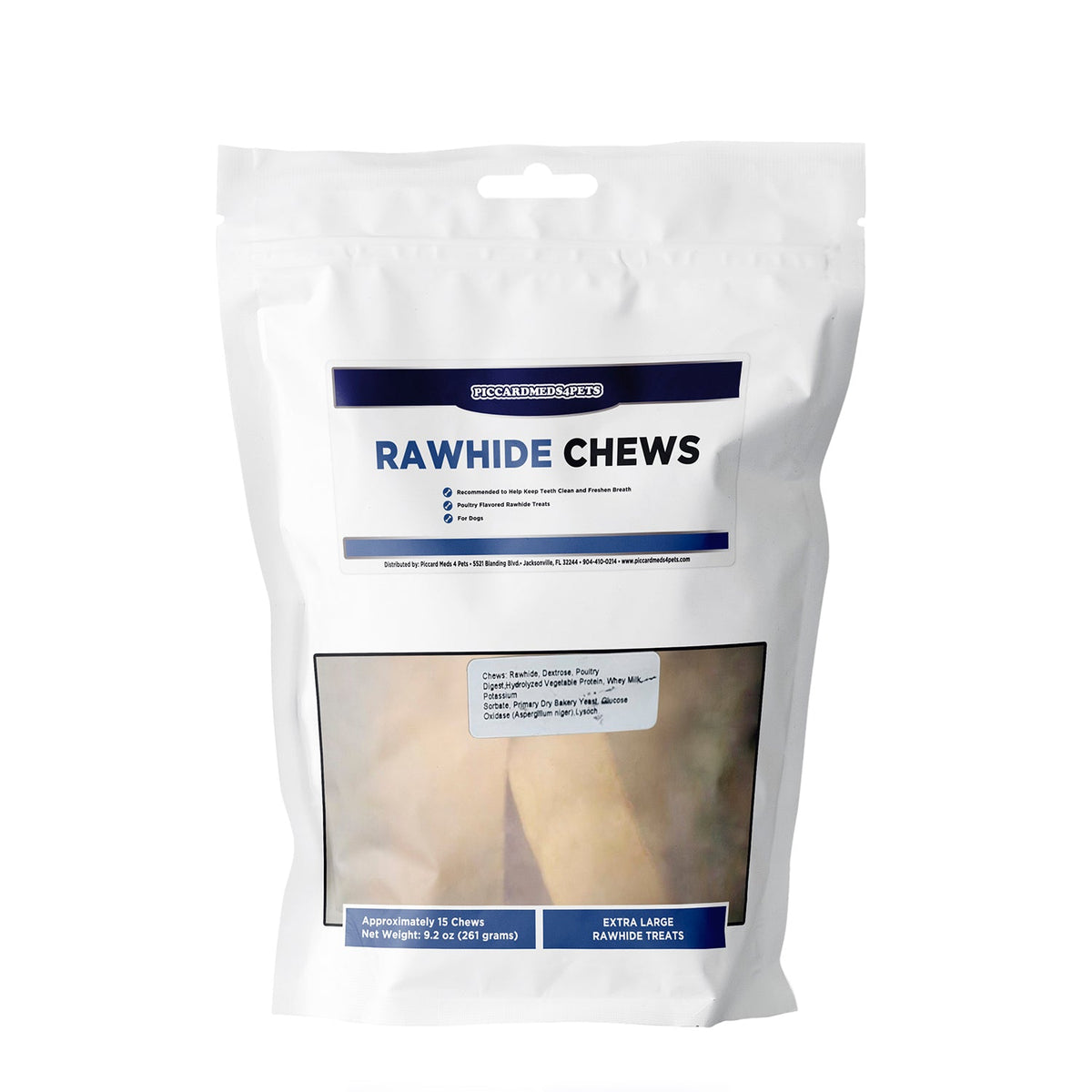 Piccardmeds4pets Rawhide Dental Chews XL Dogs 50lb+ Teeth Cleaning Treats