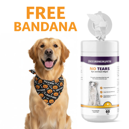 Piccardmeds4pets No More Tears Eye and Stain Wipes for Pets 60CT + FREE Bandana!