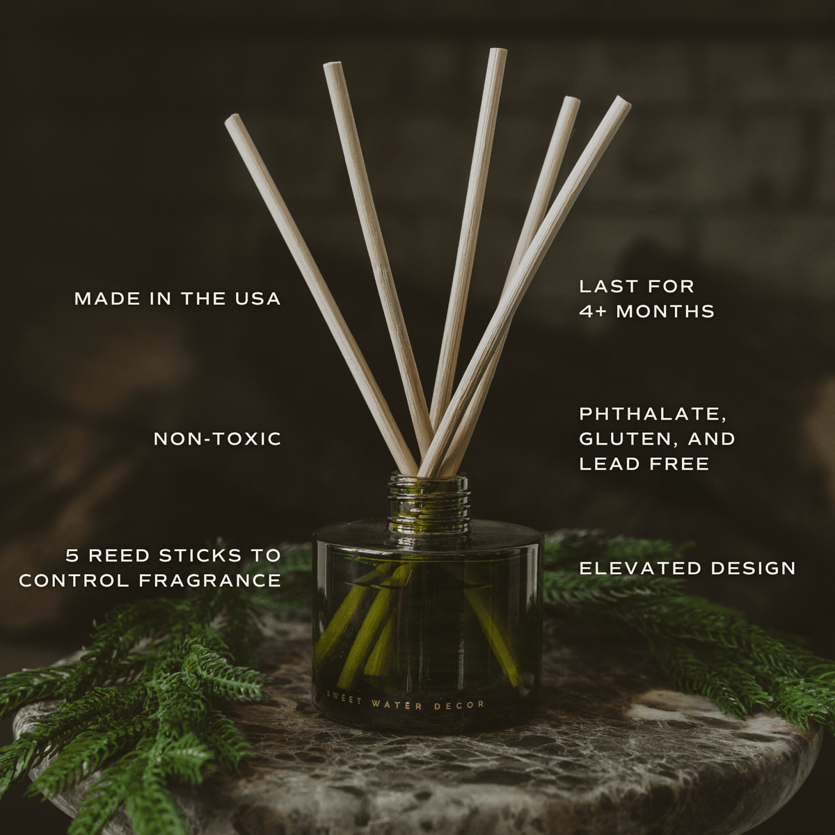 Let It Snow Olive Tinted Glass Jar Reed Diffuser