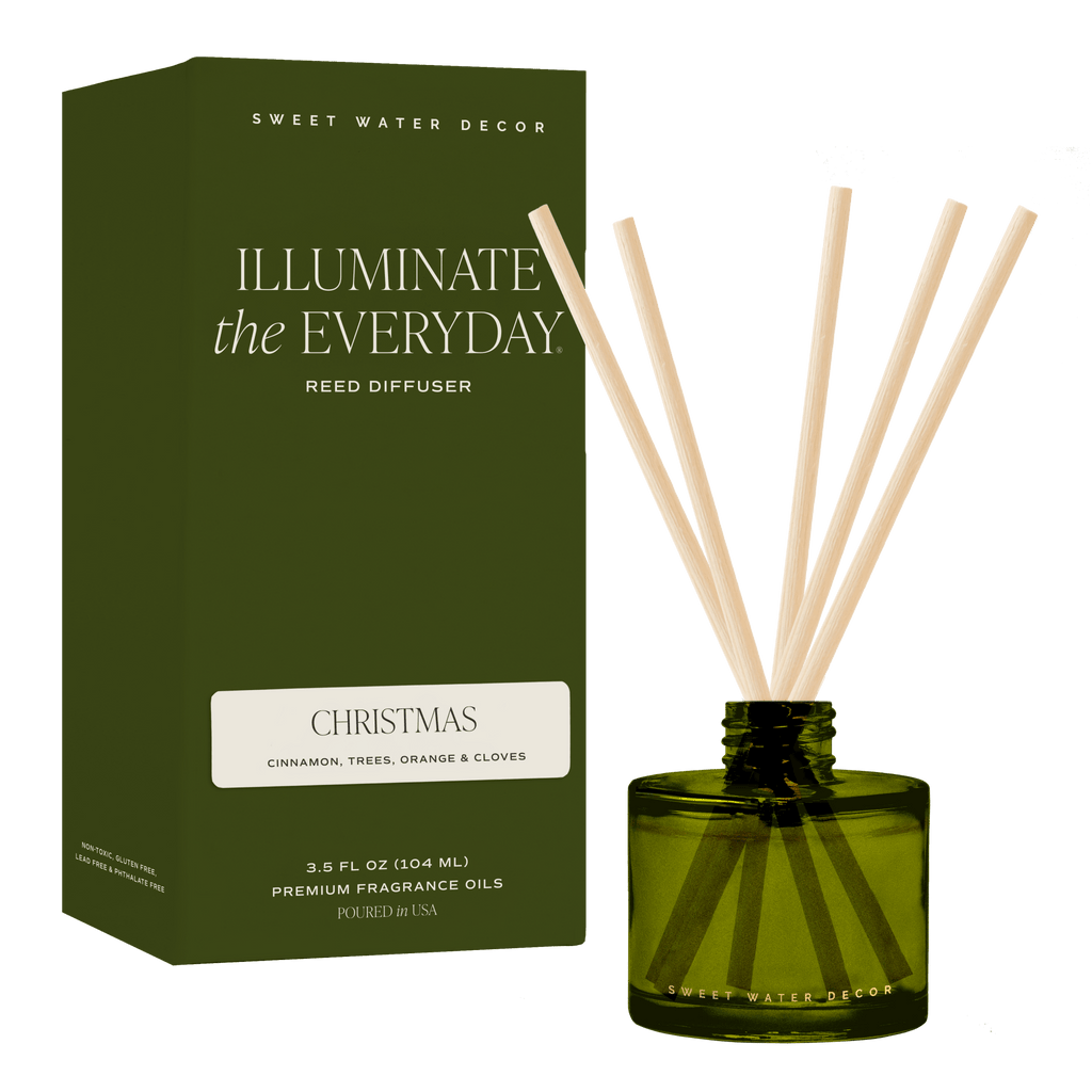 Christmas Olive Tinted Glass Jar Reed Diffuser