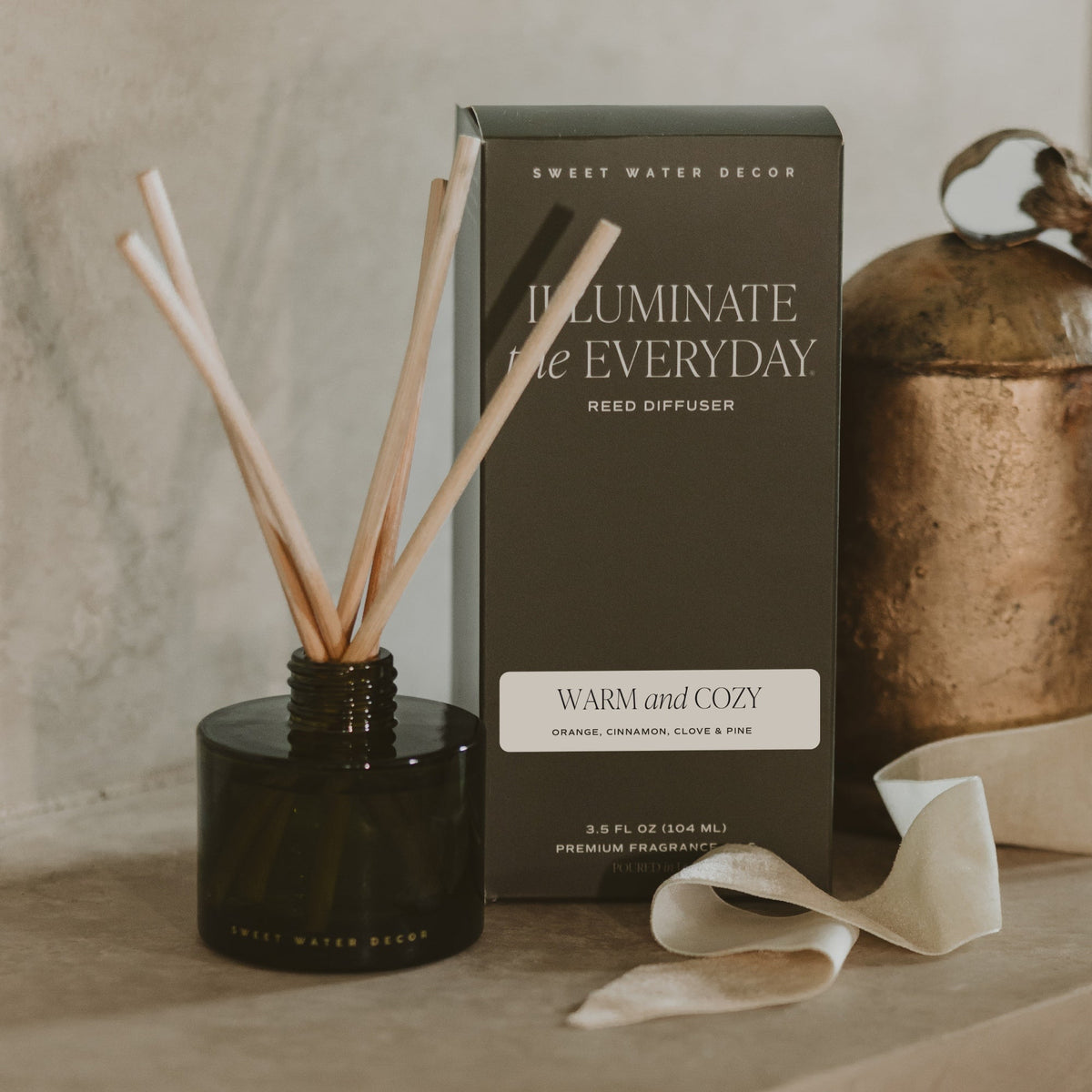 Warm and Cozy Olive Tinted Glass Jar Reed Diffuser