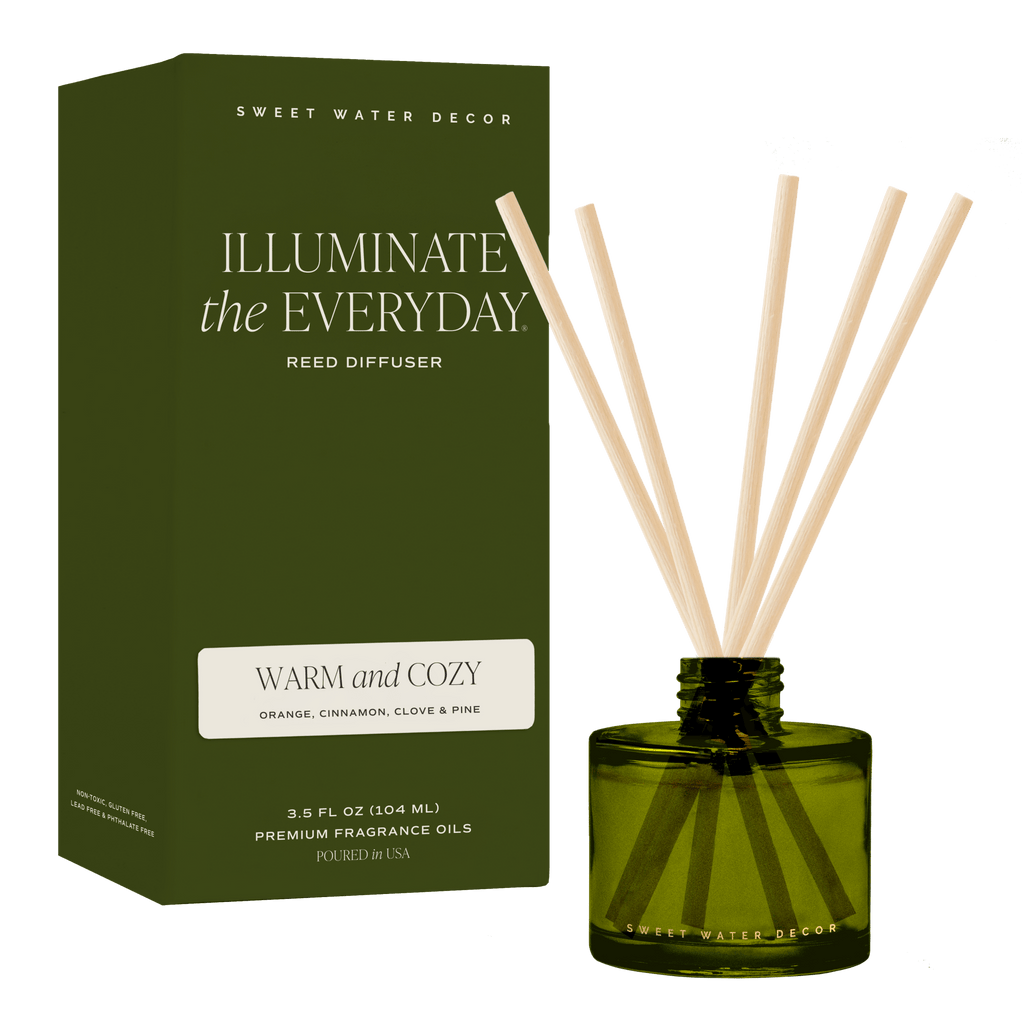 Warm and Cozy Olive Tinted Glass Jar Reed Diffuser
