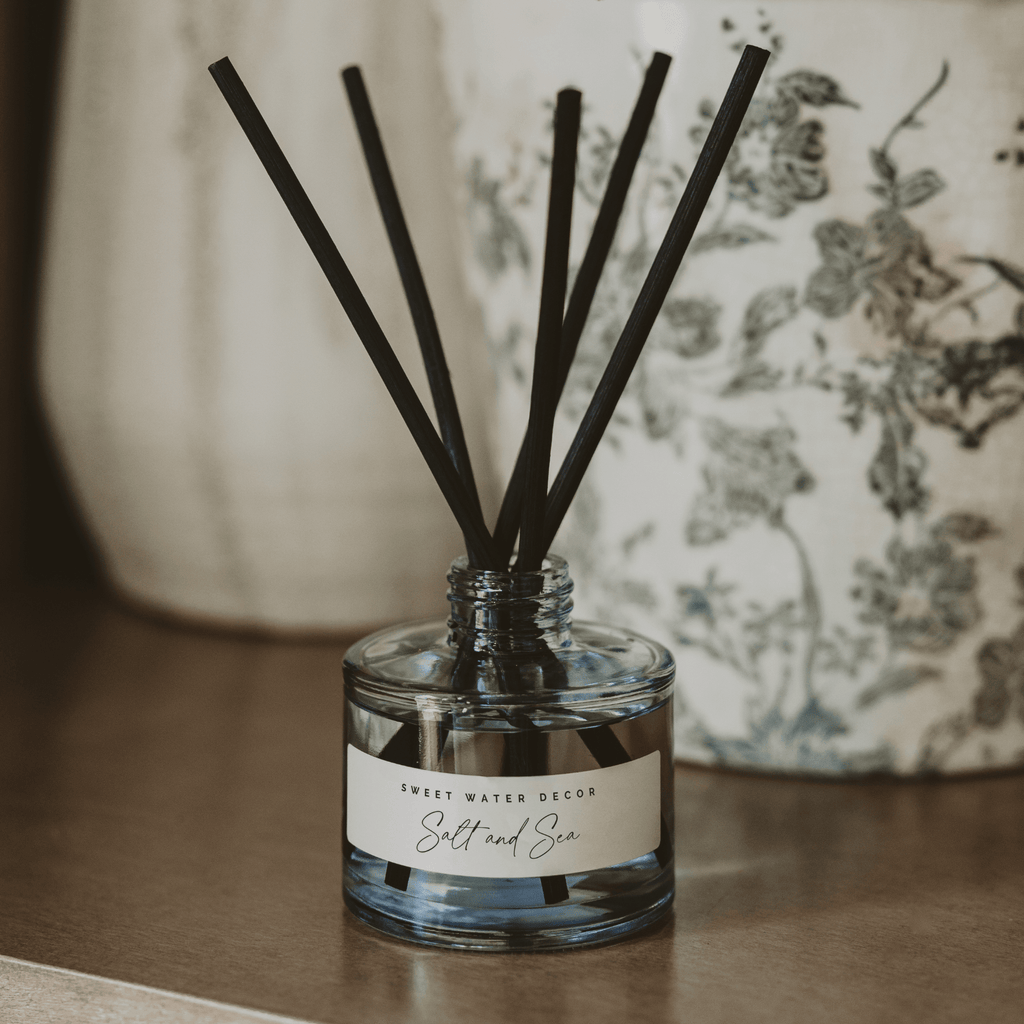 Salt and Sea Blue Tinted Glass Jar Reed Diffuser