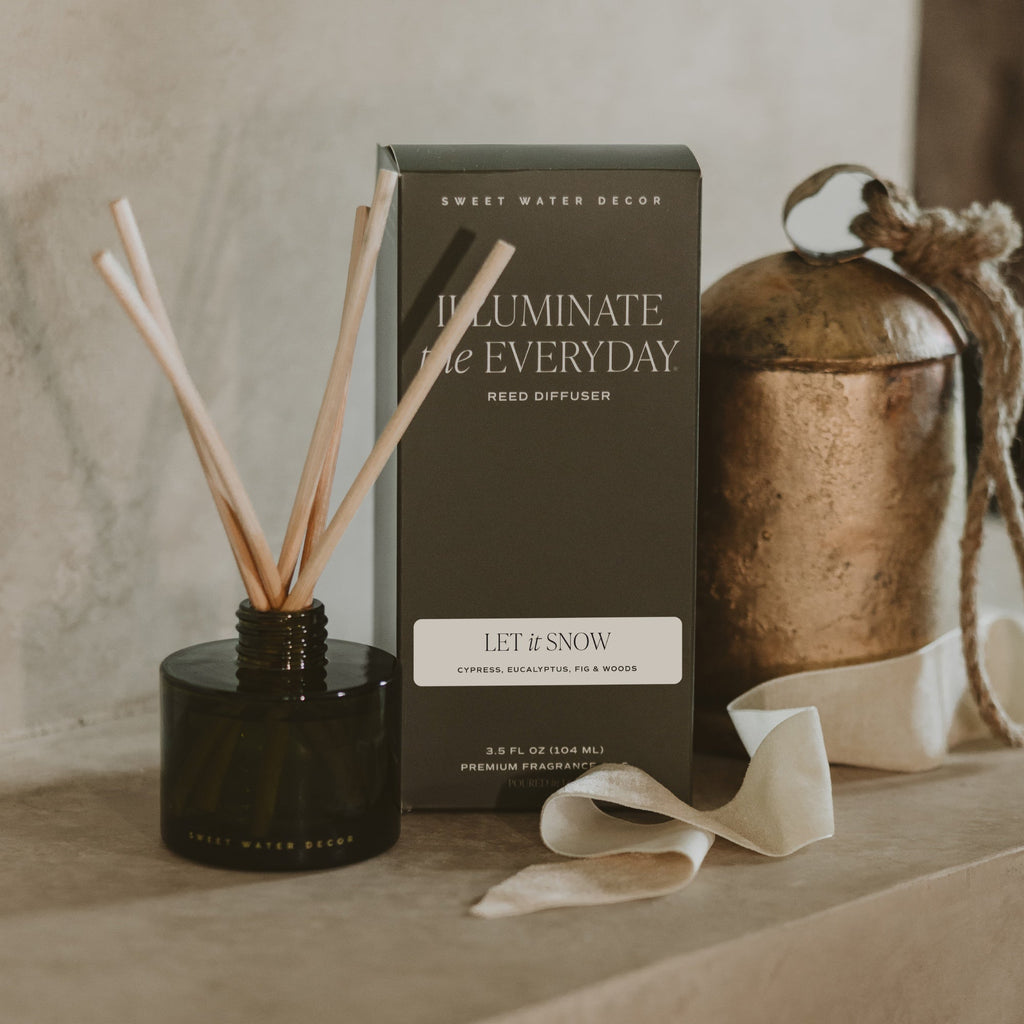 Let It Snow Olive Tinted Glass Jar Reed Diffuser