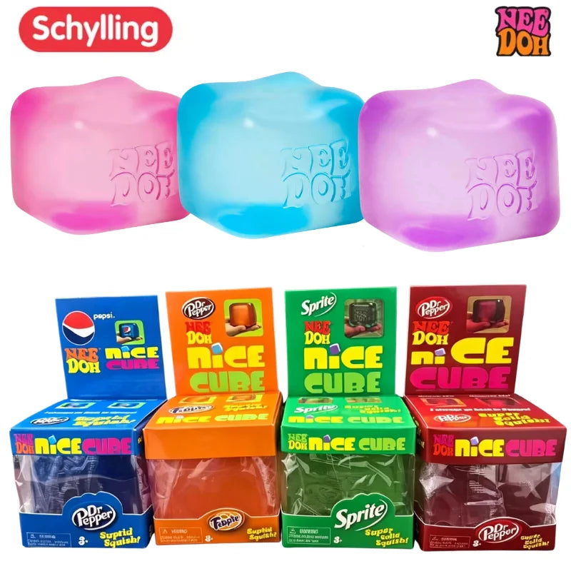 Nee Doh Nice Cube Squishy Toys, Soft Jelly Texture Stress Relief Toys, Suitable for Children and Adults' Sensory Nee Doh