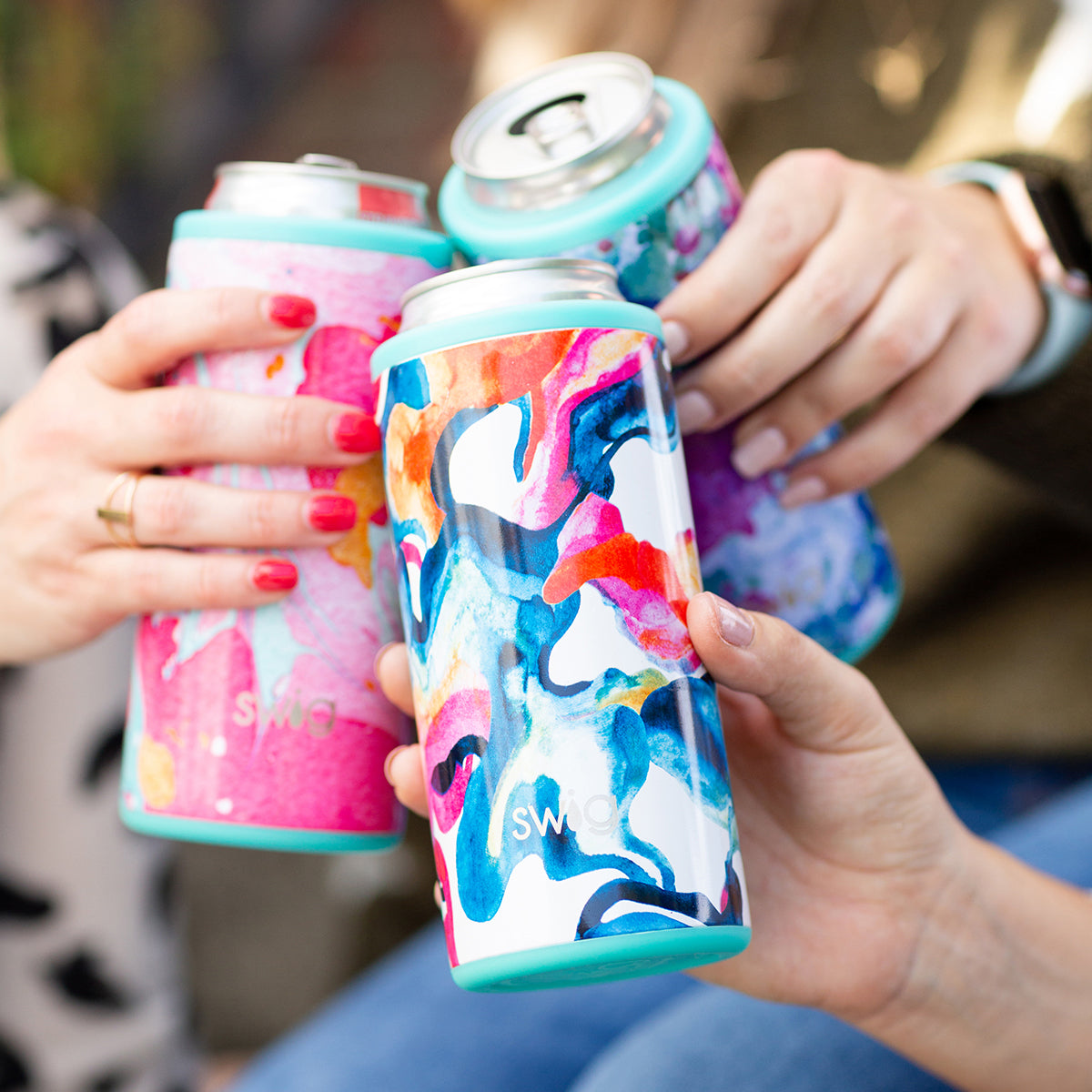 Matte Aqua Skinny Can Cooler (12oz)