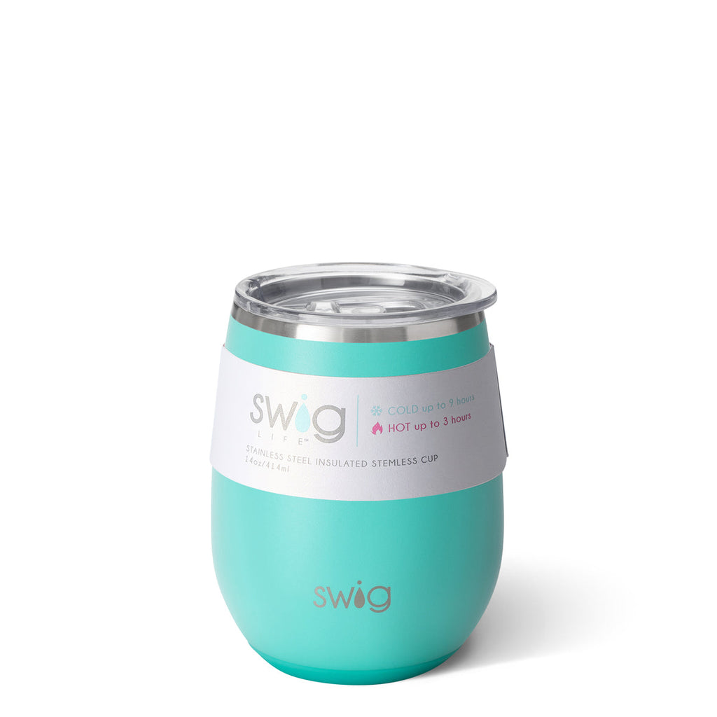 Matte Aqua Stemless Wine Cup (14oz)