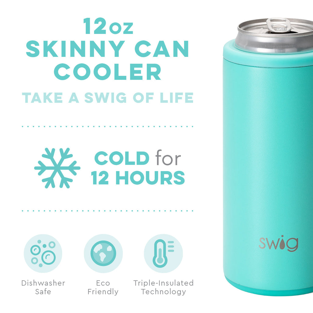 Matte Aqua Skinny Can Cooler (12oz)