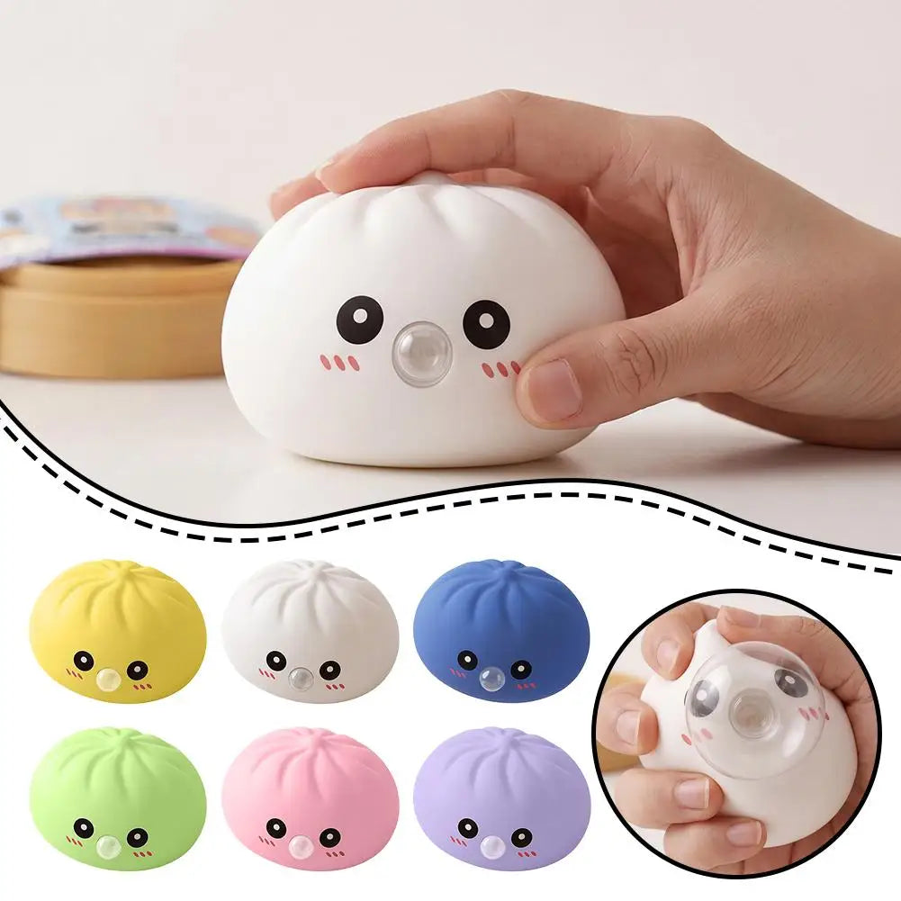 Dumpling Squishies Blow Bubbles Toy Dumpling Squishies Set with Steamer New Bubble-Blowing Squishies, Stretchy Fidget Sensory