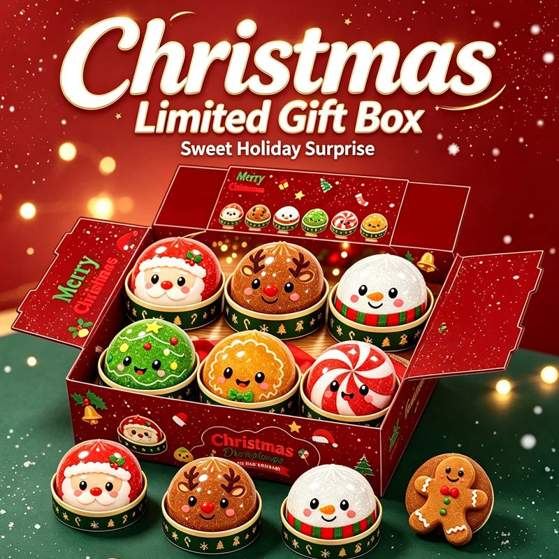Christmas Dumplings Steamed Stuffed Bun Toy Glitter Mud Fun Decompression Toy Funny Stress Anxiety Relief Squeeze Prank Toy 1Pcs