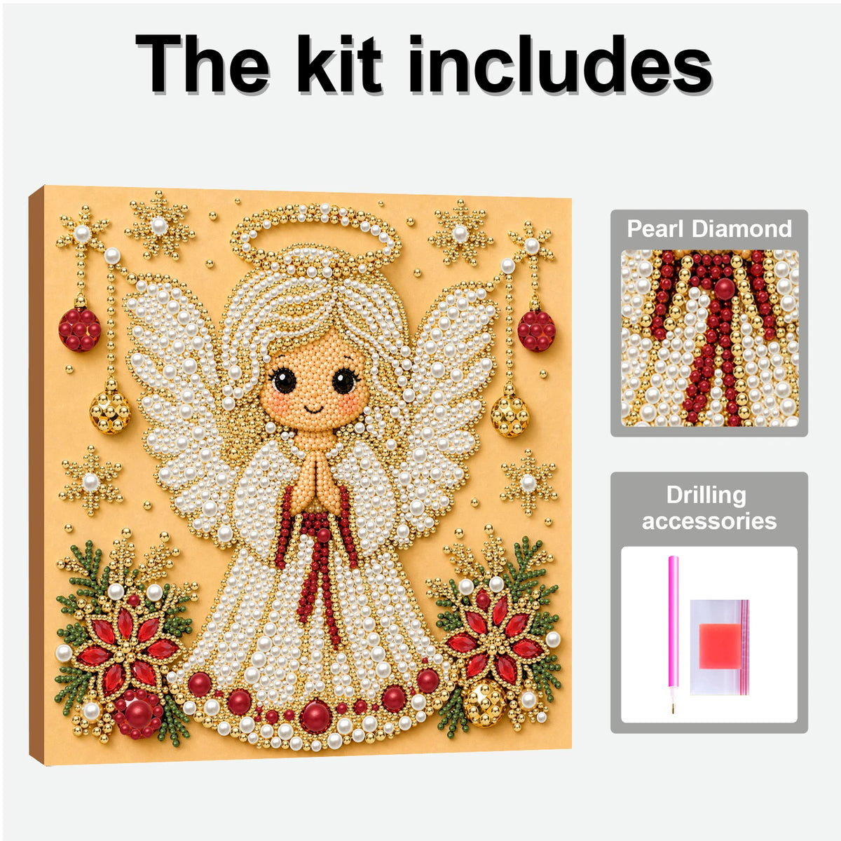 Christmas Pearl Diamond Painting Art Set With Frame DIY Pearl Beads Craft Kit For Adults Beginner Home Decor Wall Art Party Gift