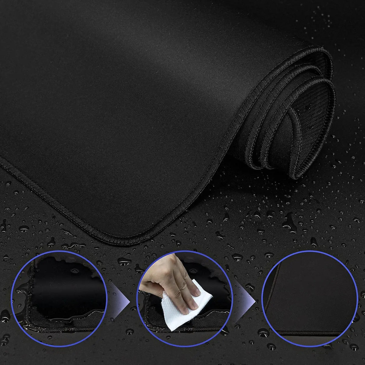 Black Gaming Mouse Pad – Large Non-Slip Desk Mat for PC, Keyboard & Mouse, Gamer Mousepad for Desktop