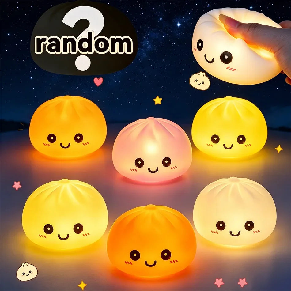 Funny Dumpling Night Lights Glowing Dumplings Desktop Ornament Cute Glowing Dumpling Steamer Box Kawaii Dumpling Lights Gifts