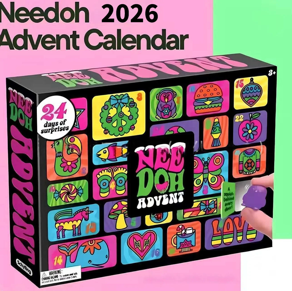 Nee Doh Advent Calendar 24Pcs Mini Squish Fidget Blind Box Christmas Countdown Surprise Stress Relief Kids Xmas Gift