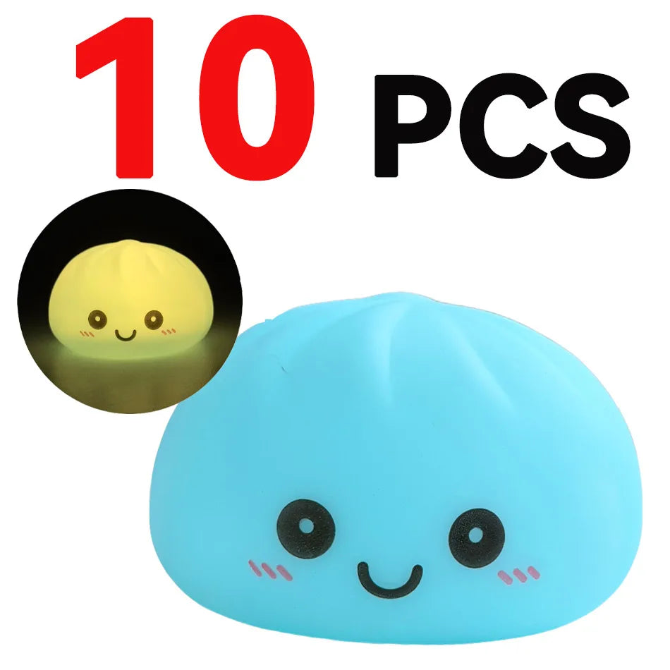  2027 Funny Dumpling Night Lights Glowing Dumplings Desktop Ornament Cute Glowing Dumpling Steamer Kawaii Dumpling Lights Gift