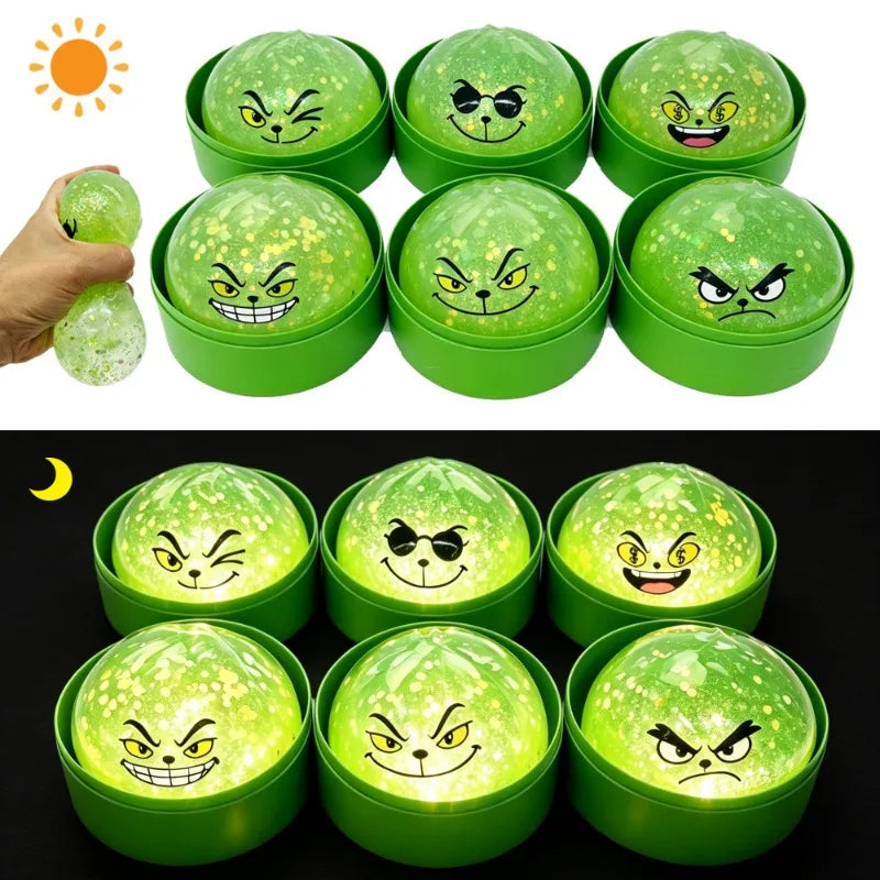 Glitter Green Dumpling with Steamer Luminous Squeeze Buns Relieve Stress for Christmas New Year Christmas Gifts Hidden Dumplings