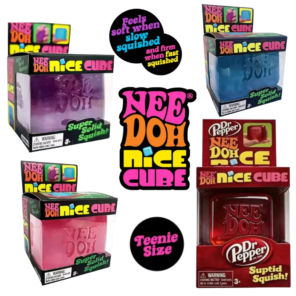 Nee Doh Nice Cube Squishy Toys, Soft Jelly Texture Stress Relief Toys, Suitable for Children and Adults' Sensory Nee Doh