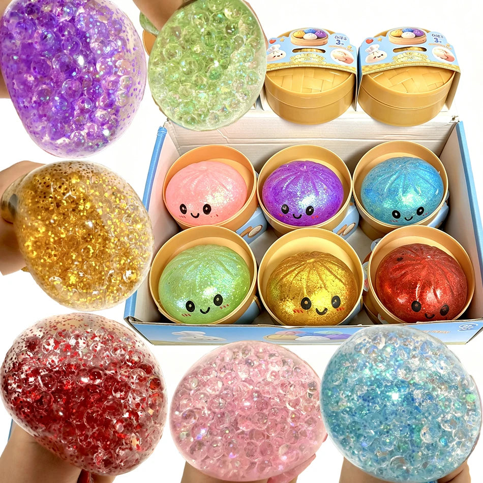 Glitter Dumpling Glitter Dumpling Squishy with Box Dumplings Sensory Squeeze Toy for Stress Relief
