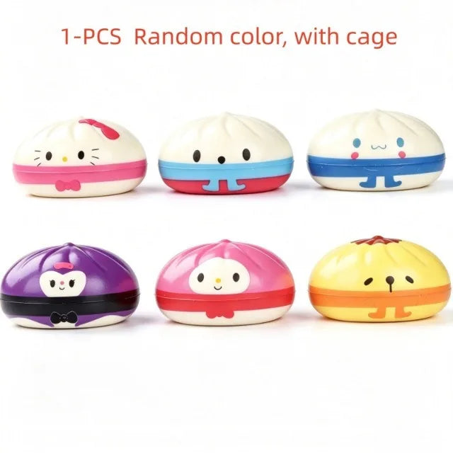 Simulation Food Squishies Bun with Steamer Soft Fidget Sensory Ornaments Colorful Dumpling Squishes Stress Balls Desk Ornaments