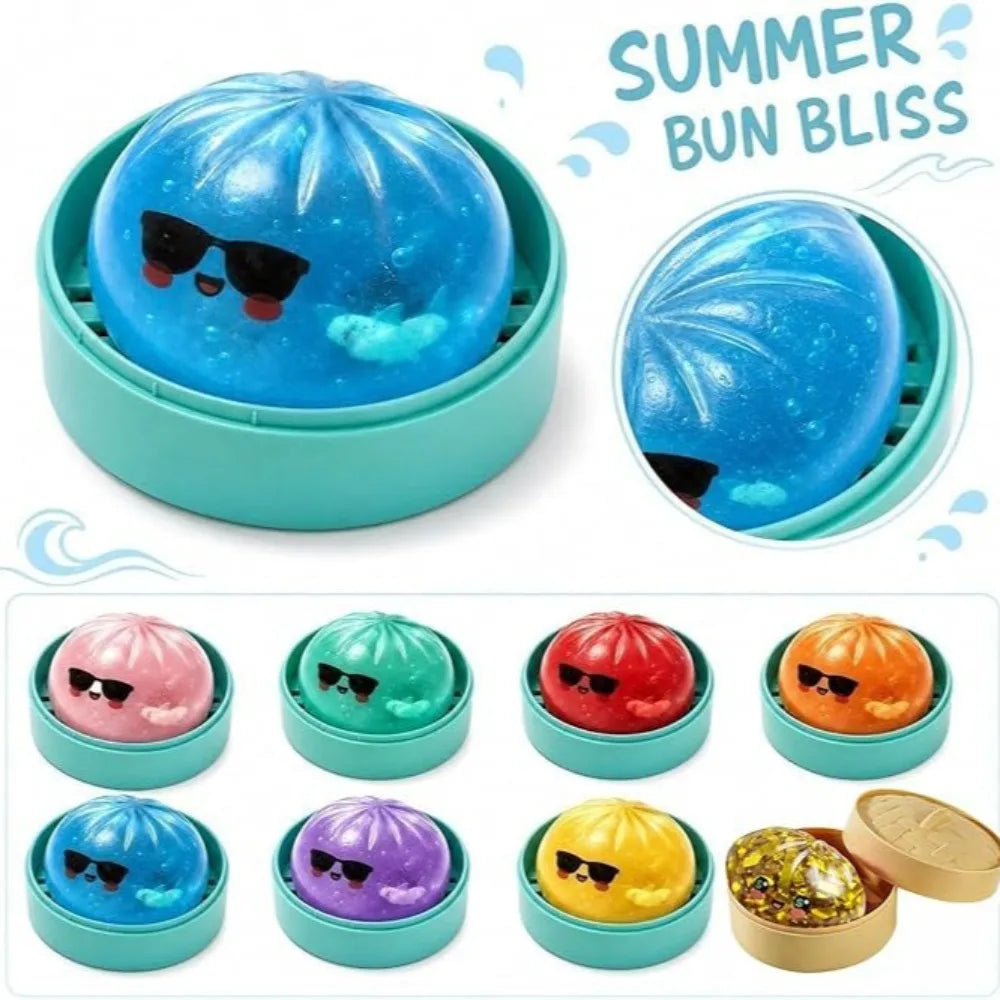 Glitter Halloween Ghost Dumplings Squishy Soft Slow Rebound Resilience Decompression with Steamer Stuffed Shark Bun Gift