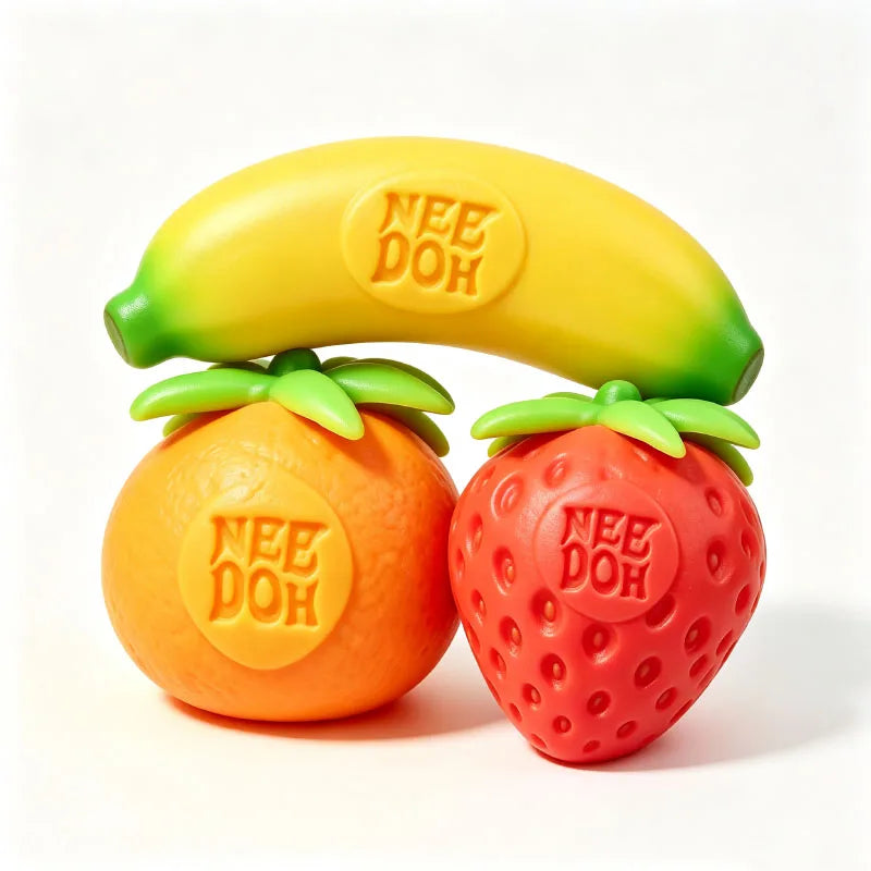 Nee Doh Groovy Fruit Squishy Toy TPR Banana Orange Strawberry Slow Rising Anxiety Relief Relaxing Accessory for Adult