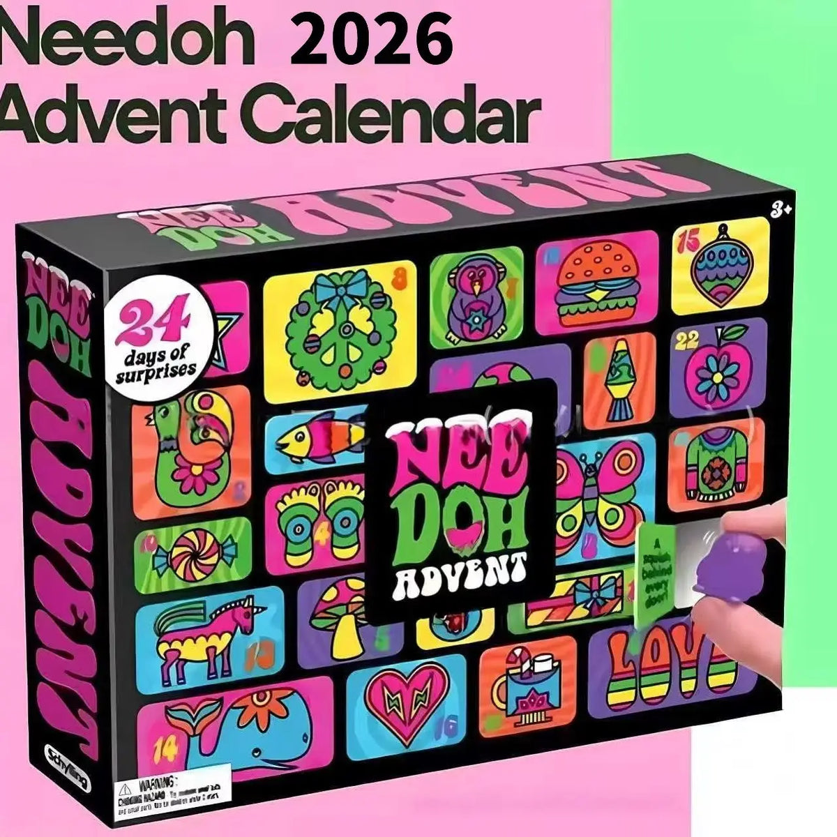 Nee Doh Advent Calendar 24Pcs Mini Squish Fidget Blind Box Christmas Countdown Surprise Stress Relief Kids Xmas Gift