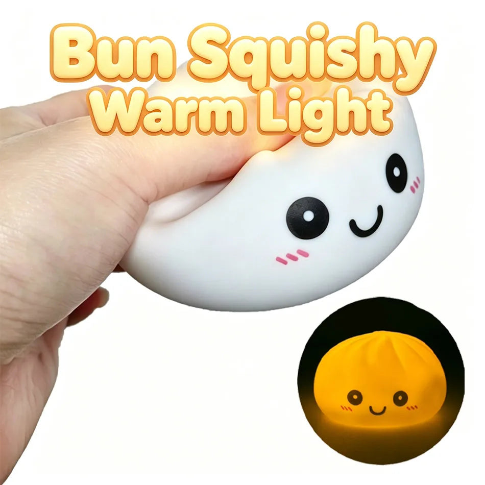  2027 Funny Dumpling Night Lights Glowing Dumplings Desktop Ornament Cute Glowing Dumpling Steamer Kawaii Dumpling Lights Gift